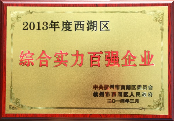 2013年度西湖區(qū)綜合實(shí)力百強(qiáng)企業(yè)